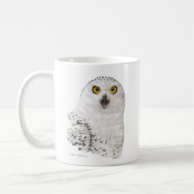 Snowy Owl Caricature Coffee Mug (Left)