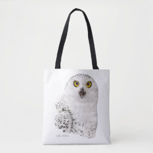 Snowy Owl Caricature Tote Bag