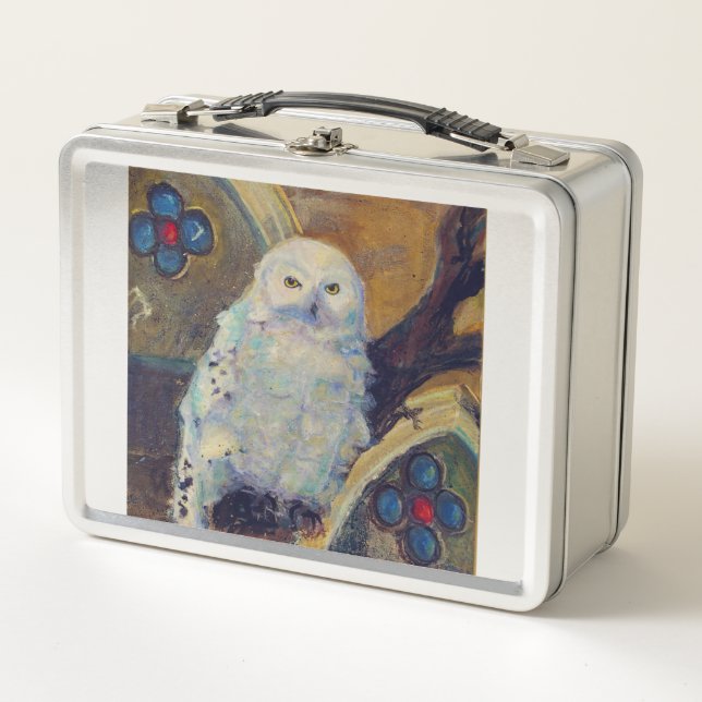 Snowy Owl Church Knowledge Maureen Girard Bird Metal Lunch Box (Front)