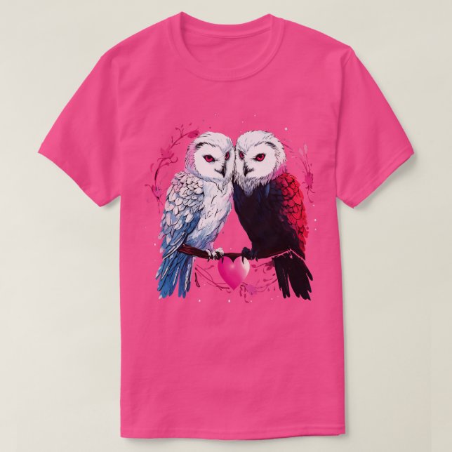 Snowy Owl Couple Valentine T-Shirt (Design Front)