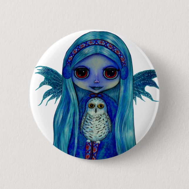 Snowy Owl Fairy Button (Front)