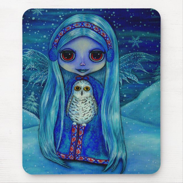 Snowy Owl Fairy Mousepad (Front)