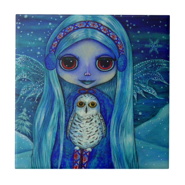 Snowy Owl Fairy Tile (Front)