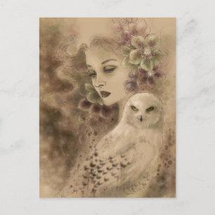 Snowy Owl Fantasy Art Postcard