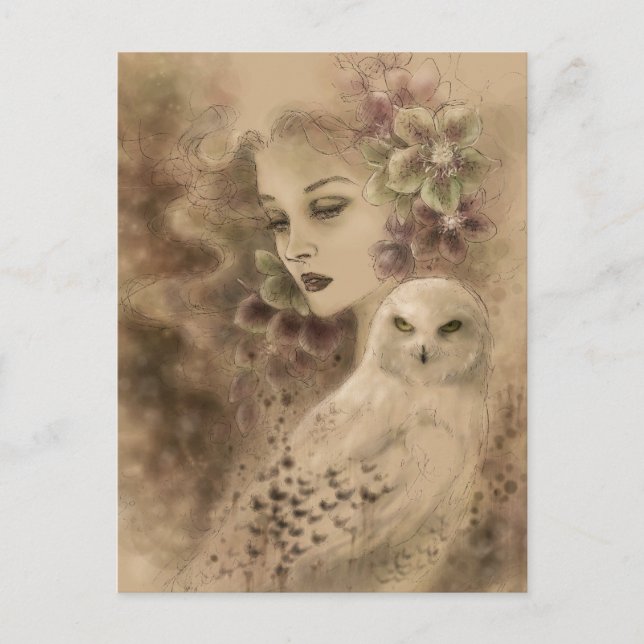 Snowy Owl Fantasy Art Postcard (Front)