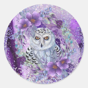 Snowy owl goddess art by Renee  Classic Round Sticker