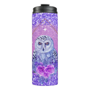 Snowy owl goddess art by Renee Thermal Tumbler