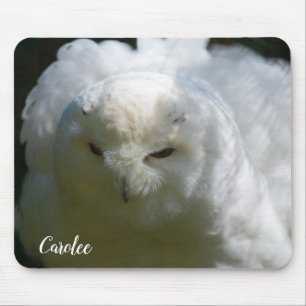 Snowy Owl Goes Floof Bird Lover Custom Name Mouse Mat