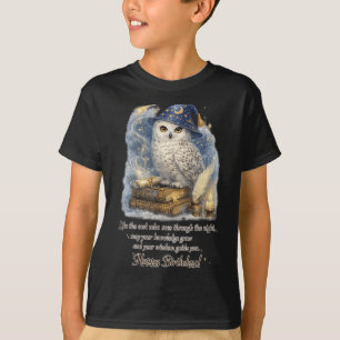 Snowy Owl Happy Birthday With Wisdom And Knowledge T-Shirt