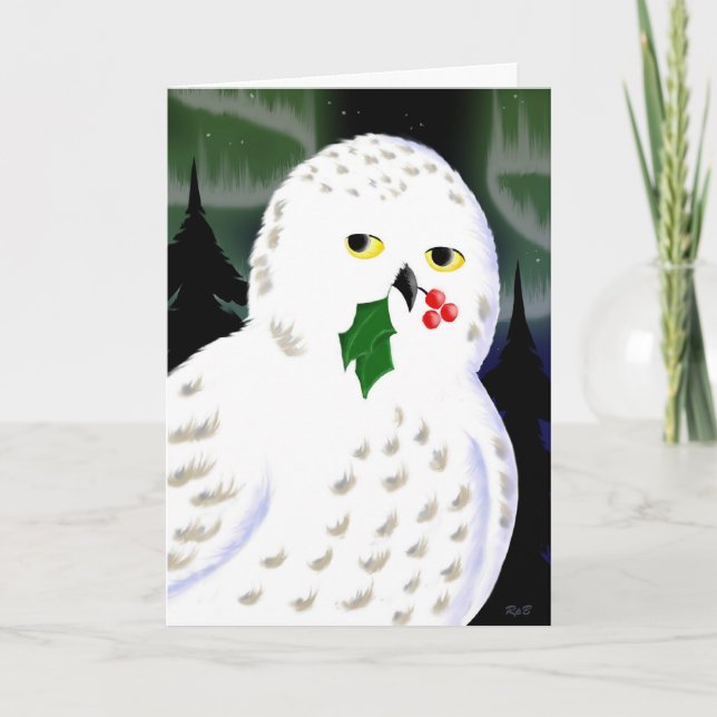 Snowy Owl Holiday Greeting Card (Front)