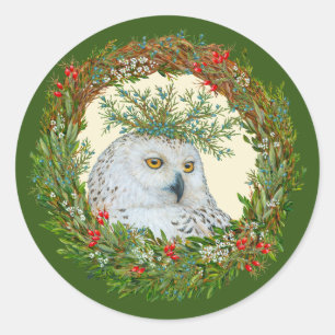 snowy owl holiday stickers