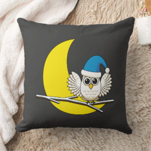 Snowy Owl in a New Moon Winter Night Cushion