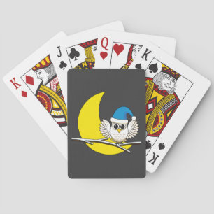 Snowy Owl in a New Moon Winter Night Playing Cards