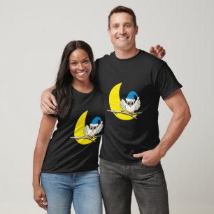 Snowy Owl in a New Moon Winter Night T-Shirt