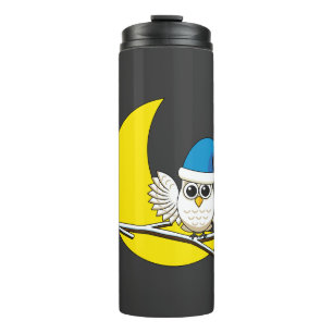 Snowy Owl in a New Moon Winter Night Thermal Tumbler