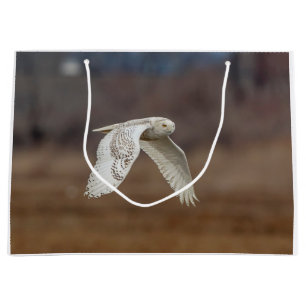 Snowy owl in flight large gift bag