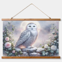 Snowy Owl in Moonlit Winter Garden