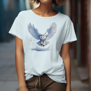 Snowy Owl in the Midst of a Swoop in watercolor T-Shirt
