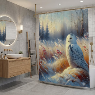 Snowy Owl in the Wilderness Shower Curtain