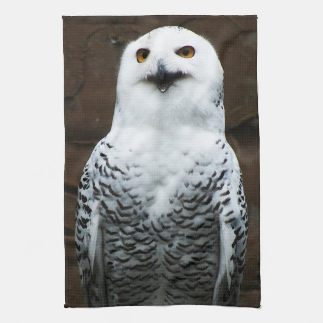 Snowy Owl ktcnm Tea Towel (Vertical)