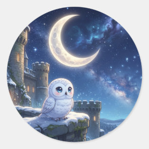 Snowy Owl Moon Castle Sticker