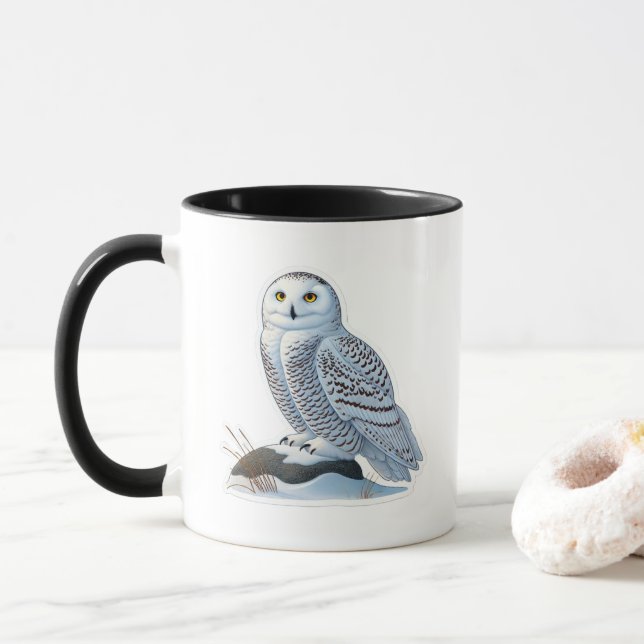 Snowy Owl Mug – Arctic Elegance in Every Sip (With Donut)
