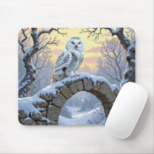 Snowy Owl On a Stone Arch Mouse Mat