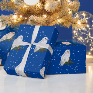 Snowy Owl On Pine And Berries  Wrapping Paper