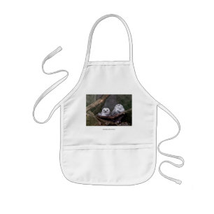 Snowy Owl Pair Woodland Wildlife Art Kids Apron