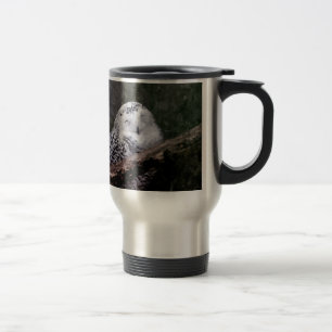 Snowy Owl Pair Woodland Wildlife Art Travel Mug