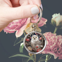 Snowy Owl Pink Peony Flowers