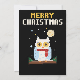 Snowy Owl Pixel Art Christmas Card