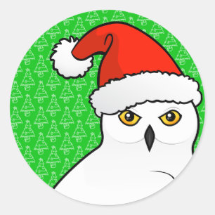 Snowy Owl Santa Classic Round Sticker