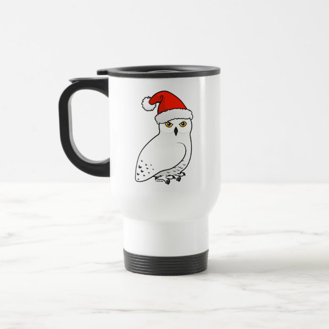 Snowy Owl Santa Travel Mug (Left)