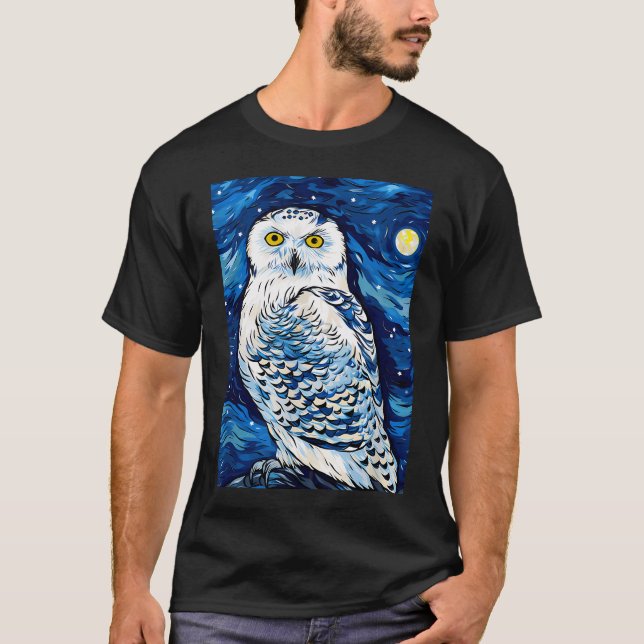 Snowy Owl Starry Night T-Shirt (Front)