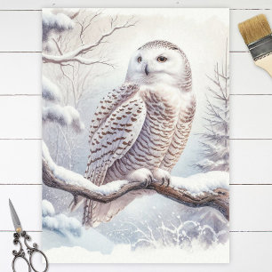 Snowy Owl Watercolor Decoupage Tissue Paper