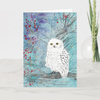 Snowy owl - winter holiday blank card