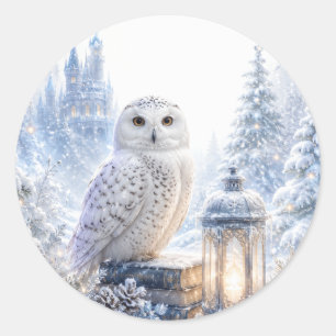 Snowy Owl Winter Magic Classic Round Sticker