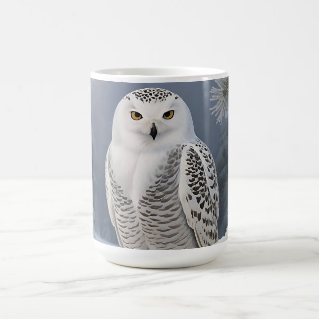 Snowy Owl Winter Portrait Coffee Mug (Center)