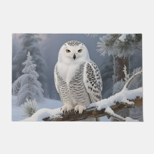 Snowy Owl Winter Portrait Doormat