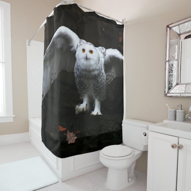 Snowy Owl With Open Wings sccnm Shower Curtain (In Situ)