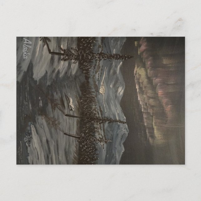 Snowy Owls and Dancing Aurora Postcard (Front)