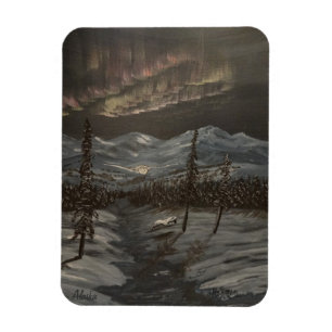 Snowy Owls and Northern Lights Magnet