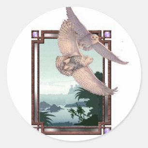 Snowy Owls Classic Round Sticker