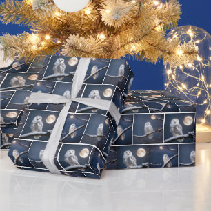 Snowy Owls On Tree Branches Wrapping Paper