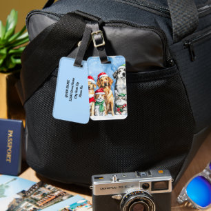 Snowy Paws Festive Cute Christmas Pets Watercolor Luggage Tag