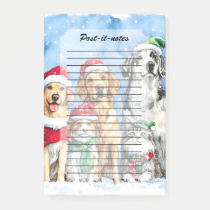 Snowy Paws Festive Cute Christmas Pets Watercolor Post-it Notes