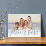 Snowy Peace | Hanukkah Photo Holiday Card<br><div class="desc">Modern Hanukkah photo cards feature your favourite image with a white snowflake border along the bottom. "Peace and light" appears in light blue hand lettered brush typography,  with your names and the year beneath.</div>