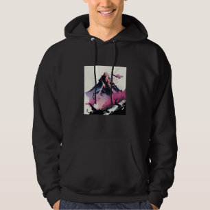 snowy peak mountain Cherry Blossom sharp colors pi Hoodie