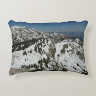 Snowy Peaks of Grand Teton Mountains I Photography Decorative Cushion